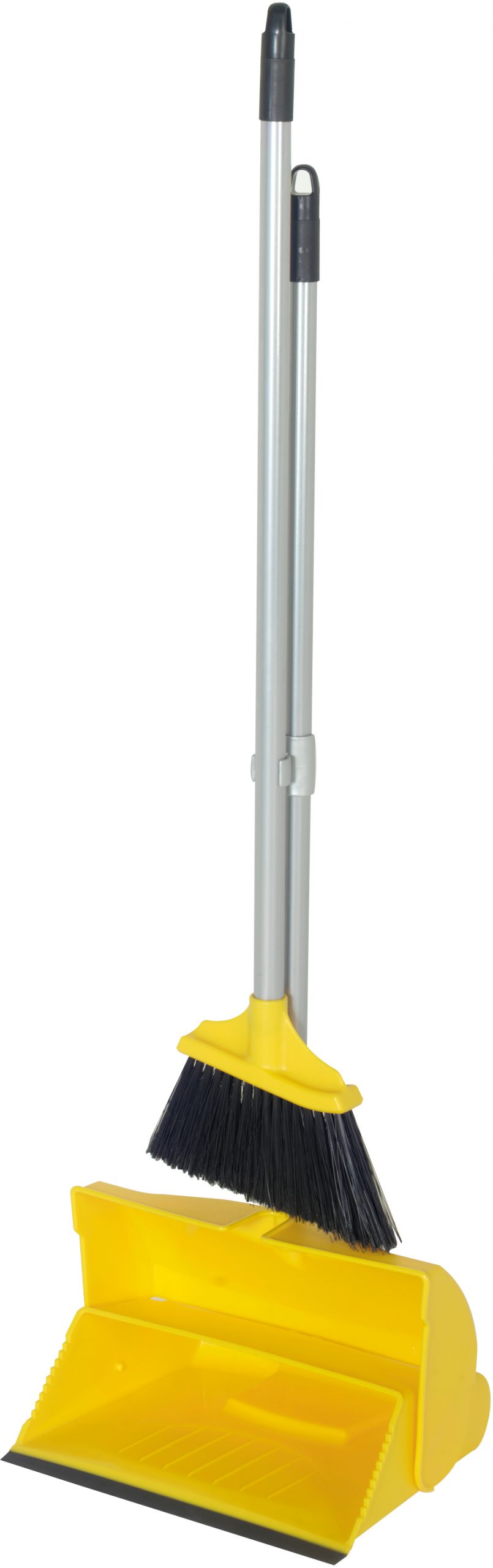 Long Handled Plastic Lobby Dust Pan And Brush Set Yellow Caterclean